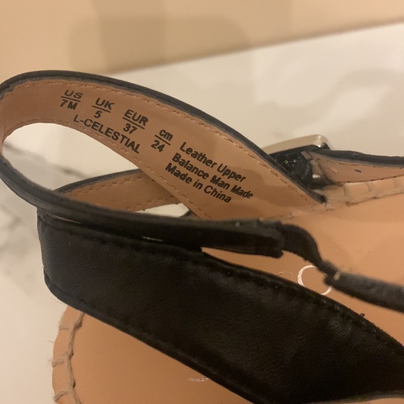 Franco Sarto Black Leather Webbed Top and Jute Wedge Sandals Size 7 NEW no box - Picture 6 of 7